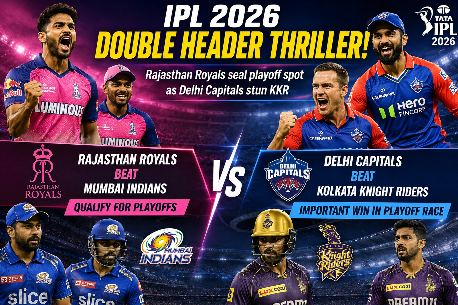 IPL 2026: Delhi Capitals Crush KKR as Rajasthan Royals Seal Playoff Spot with Big Win Over Mumbai